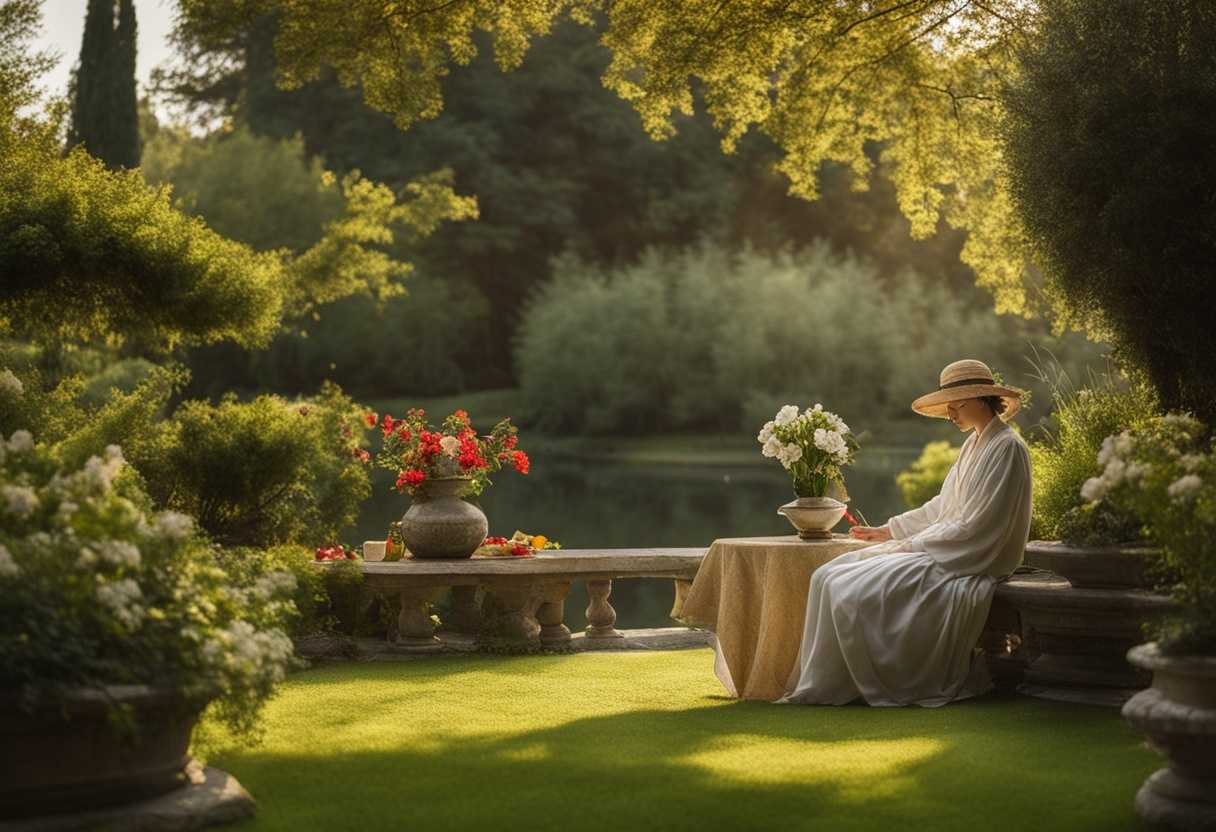 A-person-sitting-in-a-serene-garden-on-a-Saturday-morning-basking-in-divine-presence_hyne