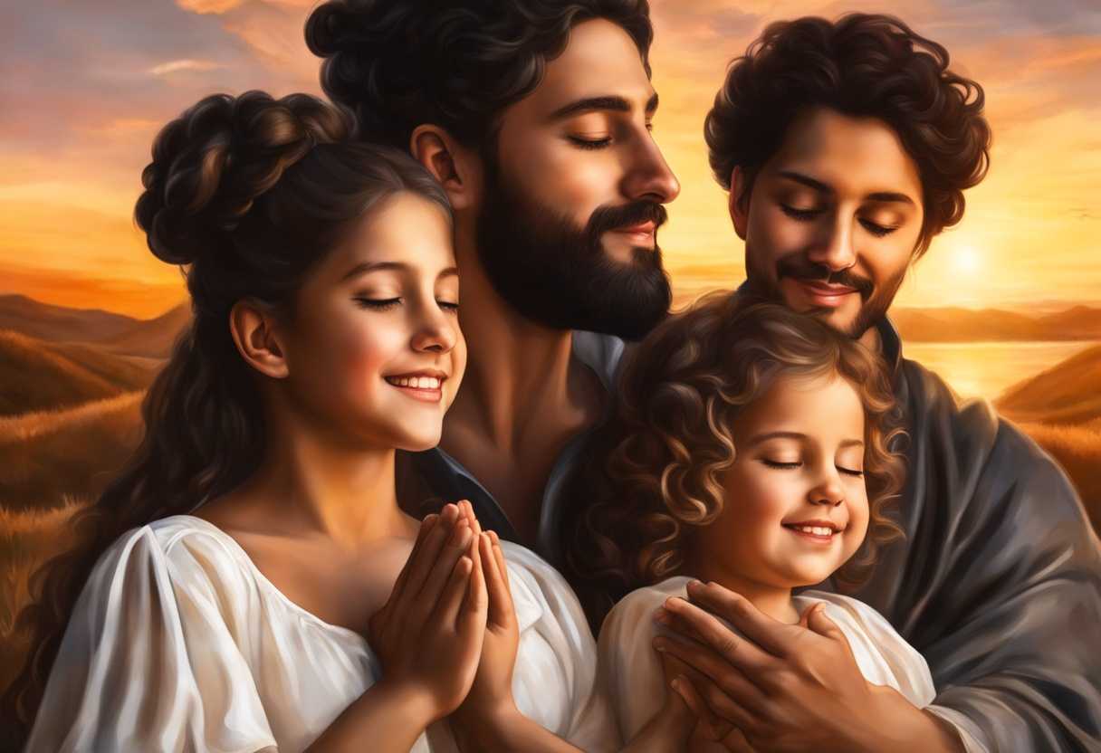 Family-praying-at-sunset-hands-clasped-eyes-closed-smiles-love-unity-faith-togetherness_nwsl