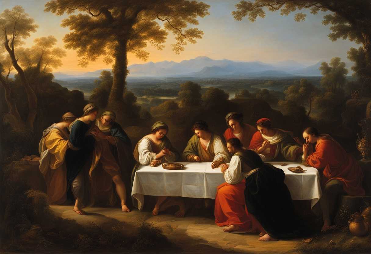Travelers-united-in-prayer-at-sunset-surrounded-by-nature's-serene-beauty-and-warmth_hvpr
