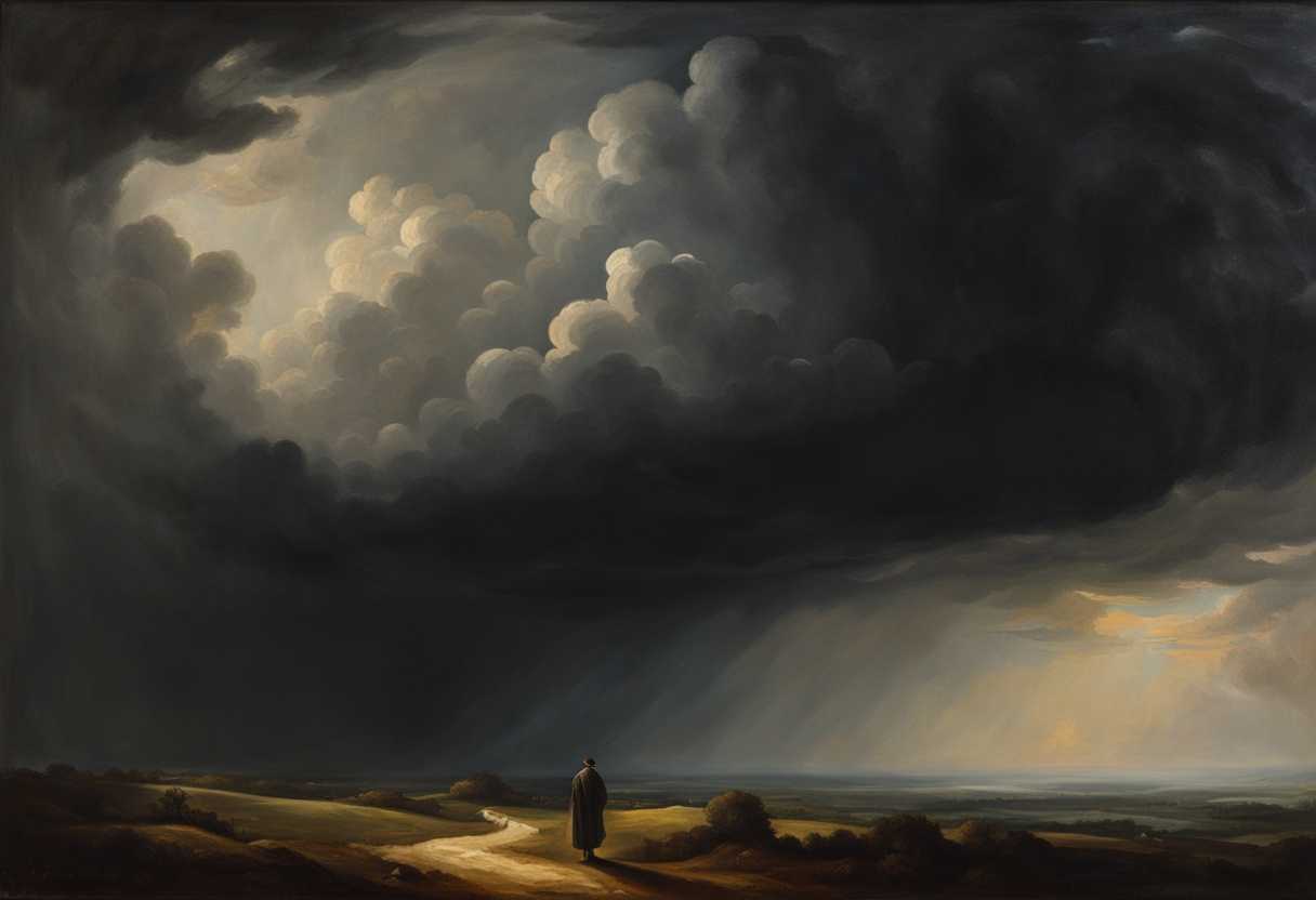 A-lone-figure-standing-bravely-under-dark-clouds-facing-an-uncertain-horizon-determined-expression_rsme