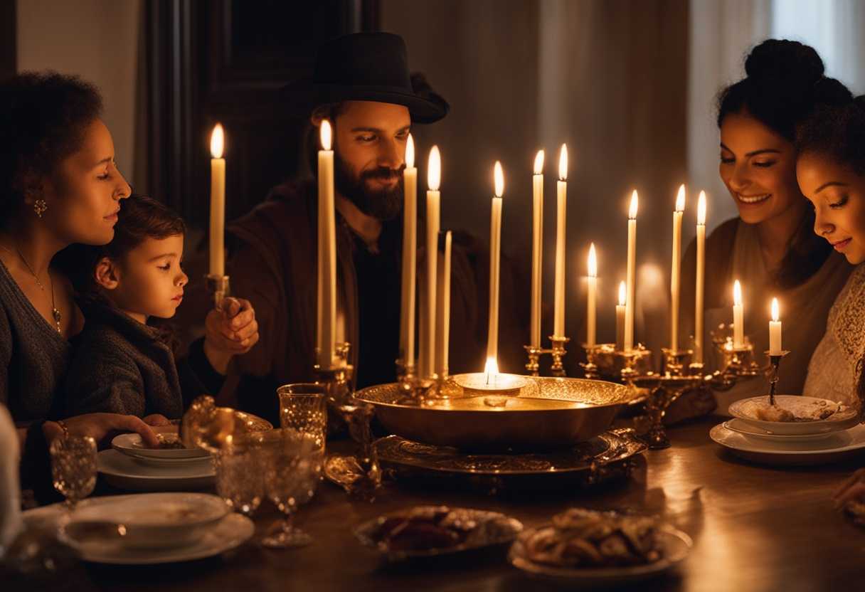 Families-gathered-around-a-menorah-lighting-candles-warmth-joy-resilience-sacred-celebration-8_agej