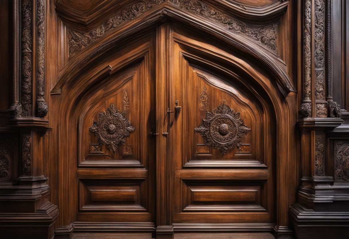 A-sturdy-wooden-door-adorned-with-intricate-carvings-symbolizing-resilience-and-protection-softly-_ymxr