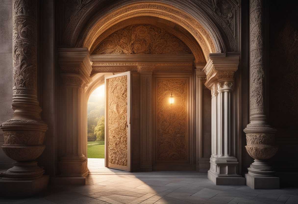 Ancient-stone-doorway-adorned-with-intricate-carvings-glowing-light-serene-atmosphere-sacred-ambi_rgtz