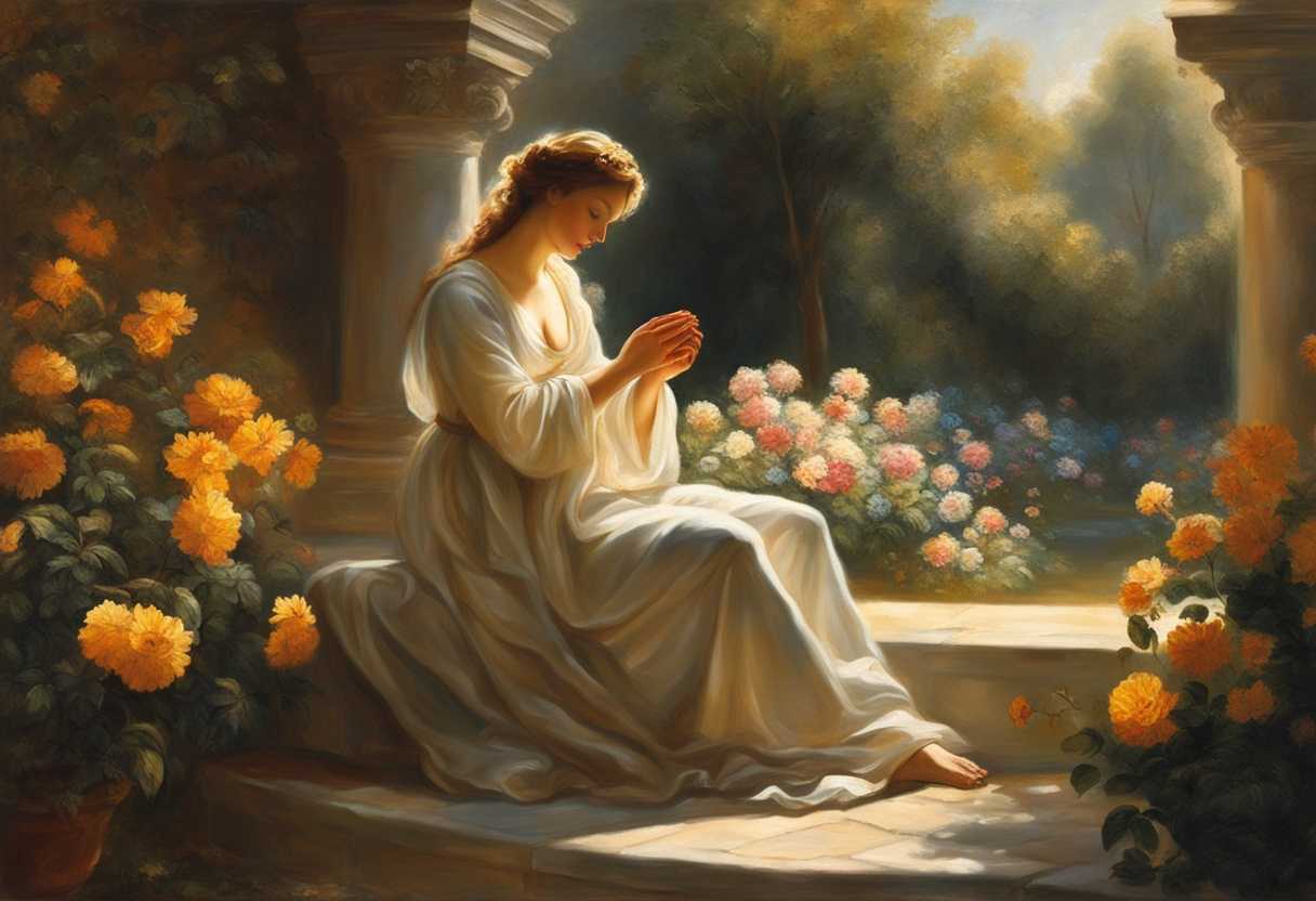 A-serene-figure-praying-in-a-sunlit-garden-surrounded-by-blooming-flowers-peaceful-atmosphere_ukdu