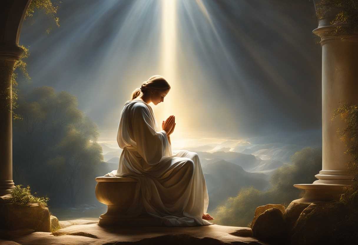 Serene-figure-in-prayer-surrounded-by-glowing-light-peaceful-atmosphere-nature-backdrop-tranquil_wjyb