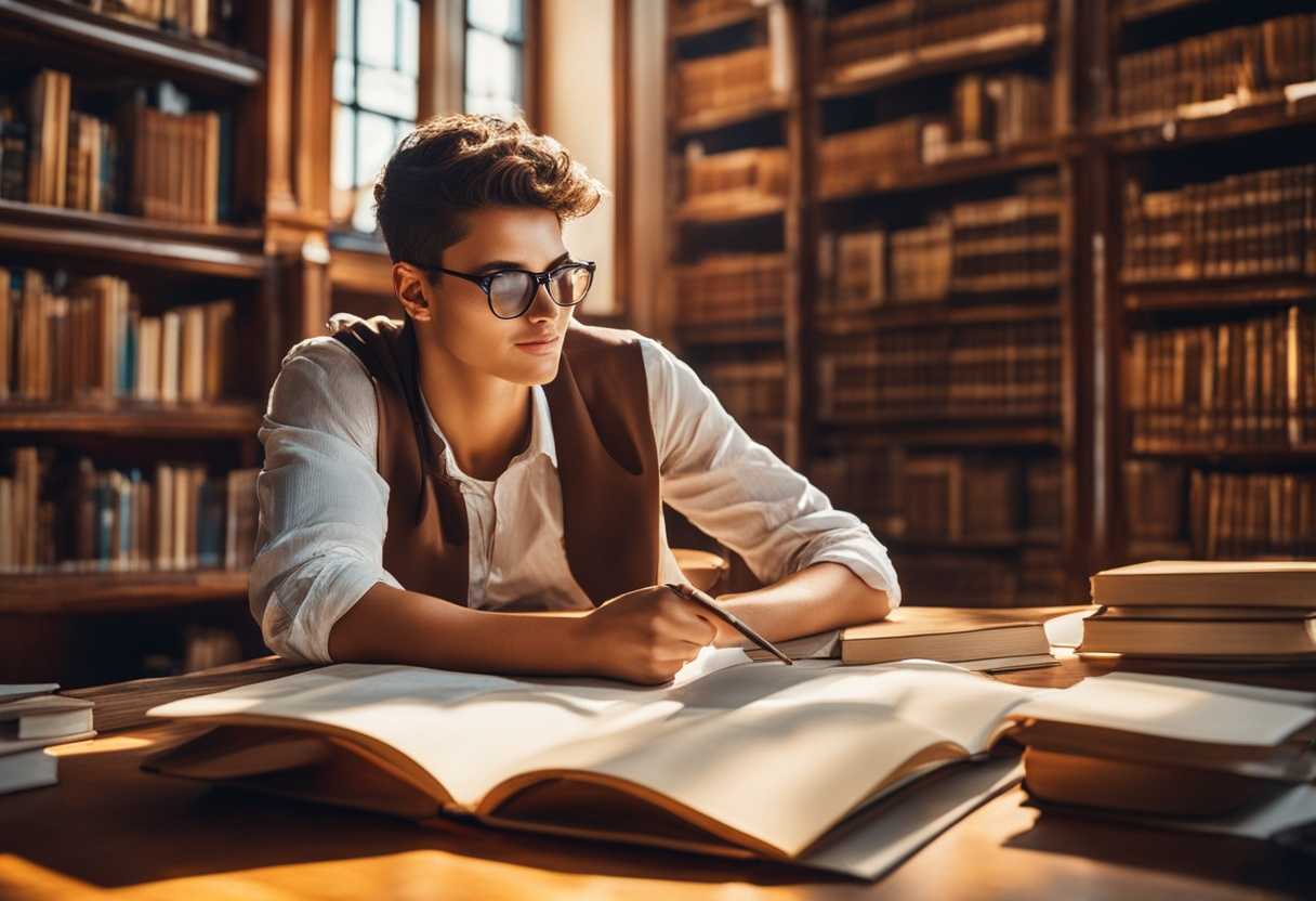 Enthusiastic-student-surrounded-by-books-vibrant-classroom-bright-sunlight-eager-expression-vibr_xomf