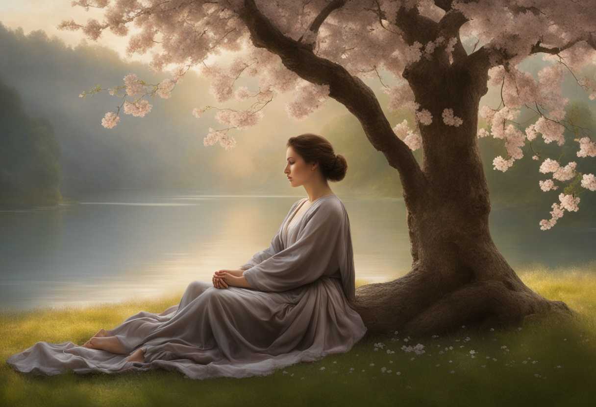 Serene-figure-meditating-under-a-blooming-tree-gentle-breeze-soft-light-tranquil-atmosphere-harm_kgms