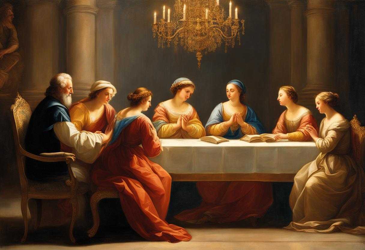 family-praying-together-warm-soft-light-gentle-glow-clasped-hands-closed-eyes-unity-reverence-