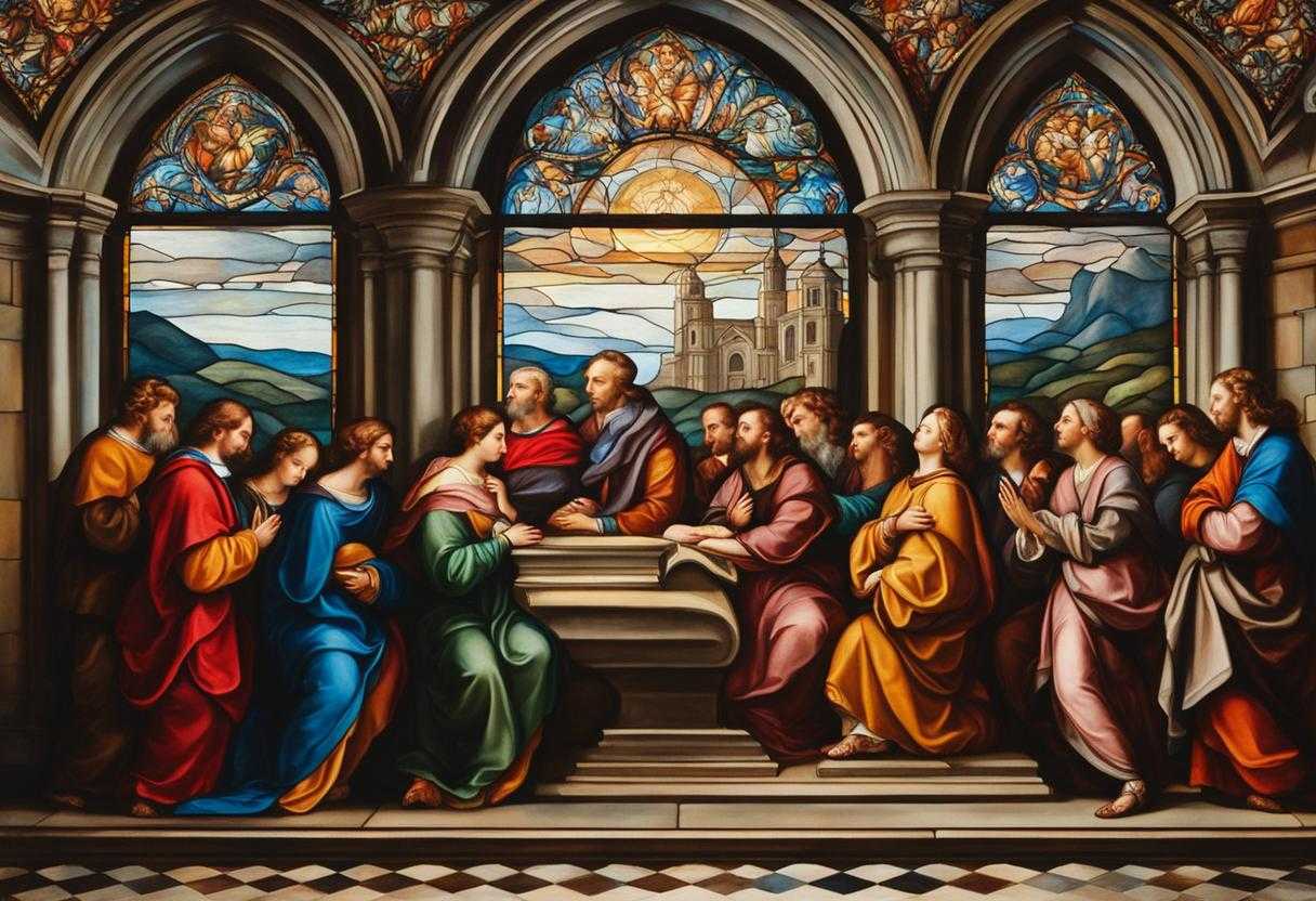 group-of-people-praying-serene-atmosphere-spiritual-connection-stained-glass-windows-unity-and-f