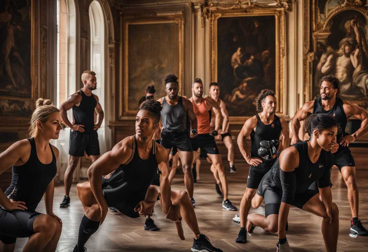 Early-morning-workout-scene-focused-individuals-vibrant-gear-camaraderie-determination-and-resi_owsj