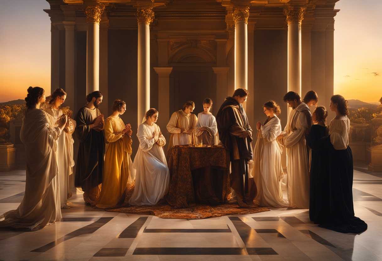 Family-gathers-at-sunset-bathed-in-golden-light-praying-together-with-deep-devotion-and-unity_rrib