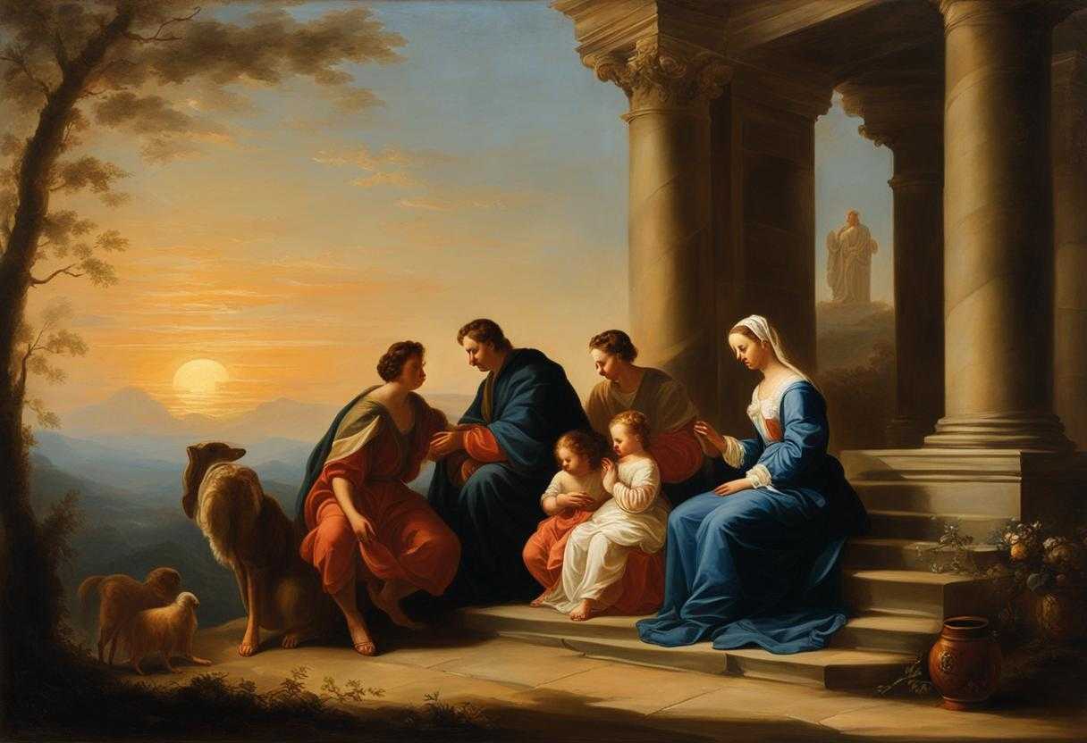 A-family-gathers-at-sunset-heads-bowed-in-prayer-seeking-protection-and-guidance_fdig