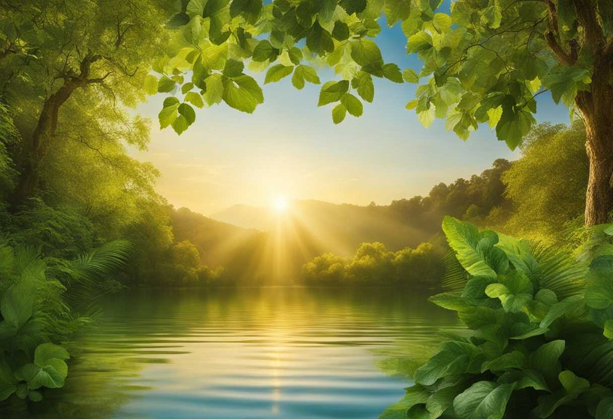 A-serene-morning-scene-with-raised-hands-vibrant-greens-and-gentle-golden-light-celebrating-wellne_mugh