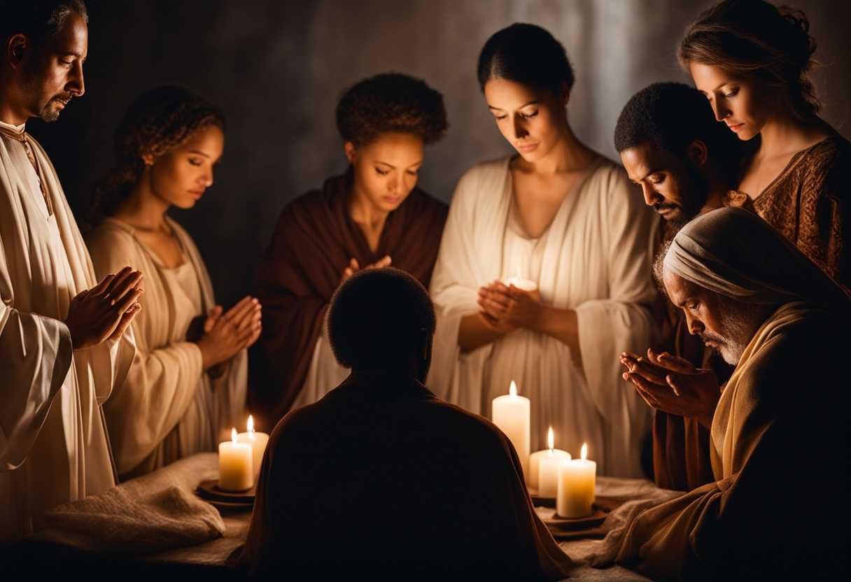 Diverse-group-praying-in-unity-faces-illuminated-by-soft-light-embodying-hope-peace-and-faith_qcyj