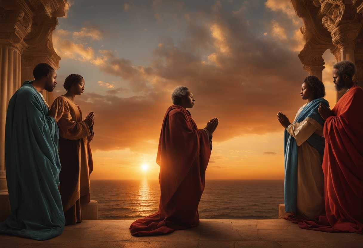 A-diverse-group-prays-together-at-sunset-radiating-peace-unity-and-spiritual-connection_scvo