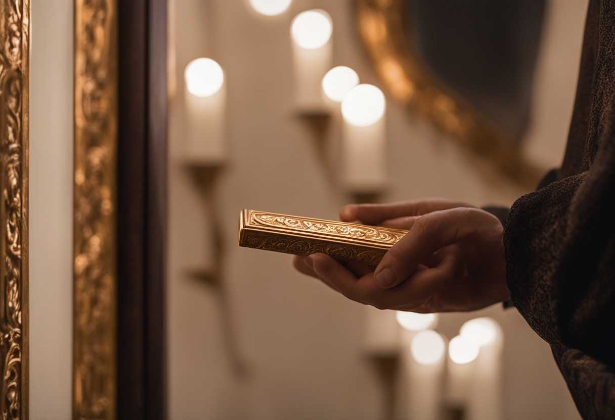 A-person-prays-under-soft-light-reverently-touching-a-glistening-Mezuzah-in-sacred-space_bech