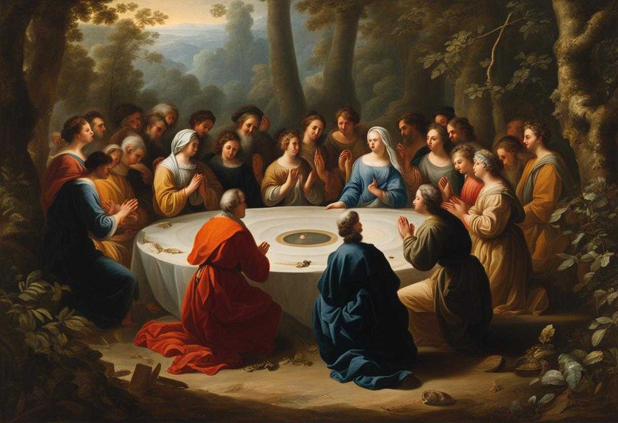 A-circle-of-people-praying-in-a-serene-forest-seeking-solace-and-guidance-in-faith_nlcv