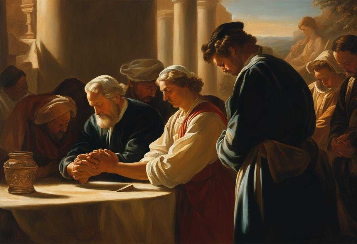 Roadside-assistance-workers-gather-in-prayer-heads-bowed-hands-clasped-bathed-in-warm-light_sgwt
