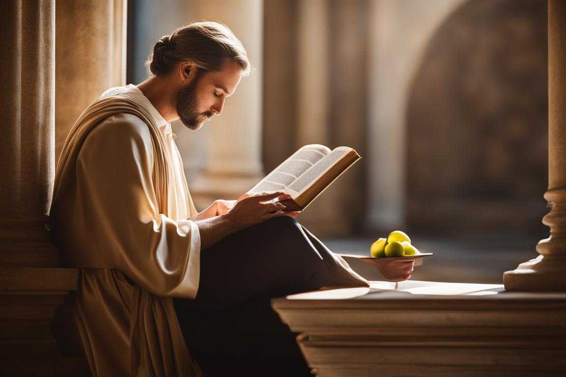 person-reading-Bible-and-praying-peaceful-serene-setting-soft-natural-light-reverence-and-devotio
