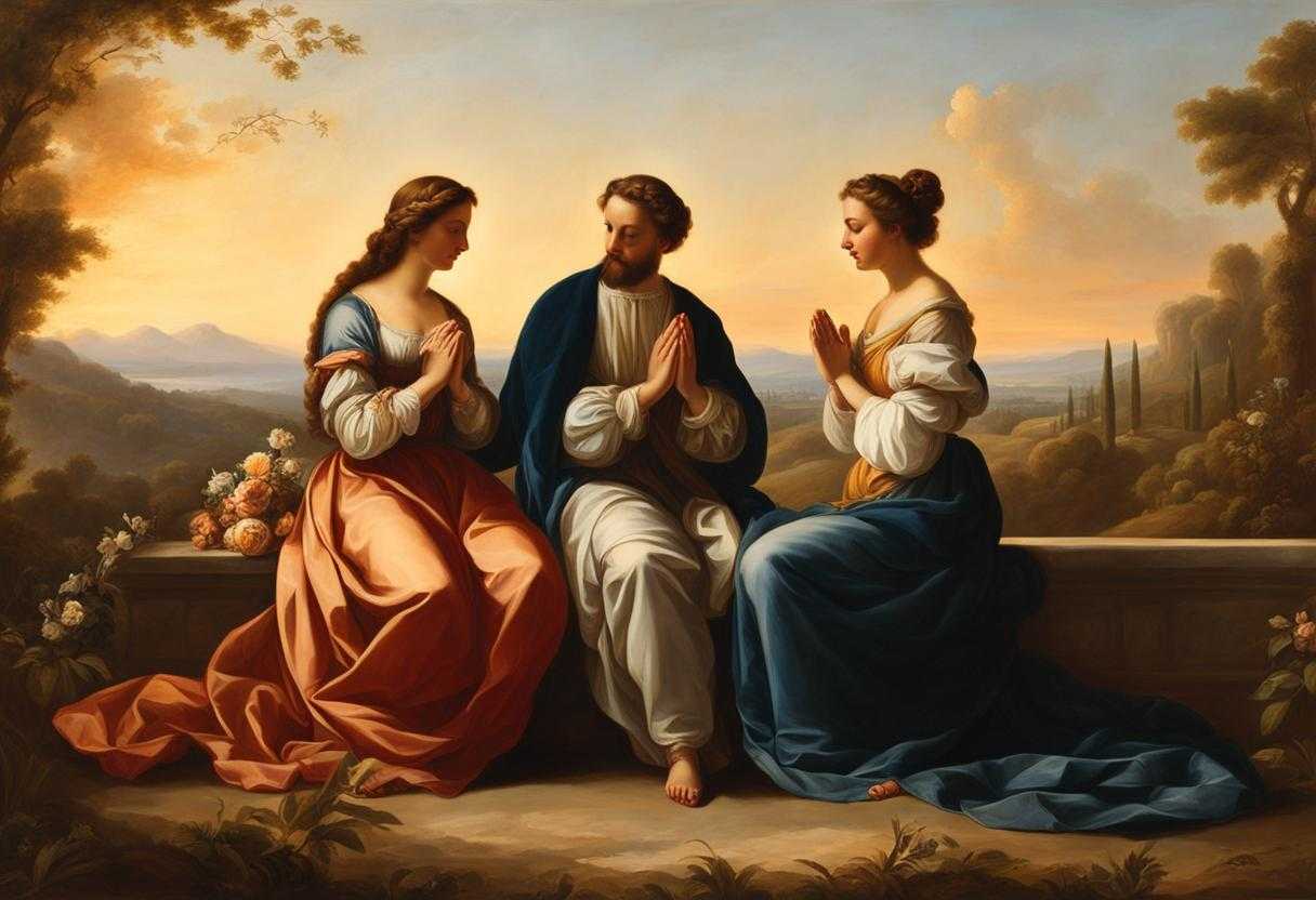 Family-gathers-at-sunset-hands-clasped-eyes-closed-praying-in-serene-unity-amidst-nature_lylc