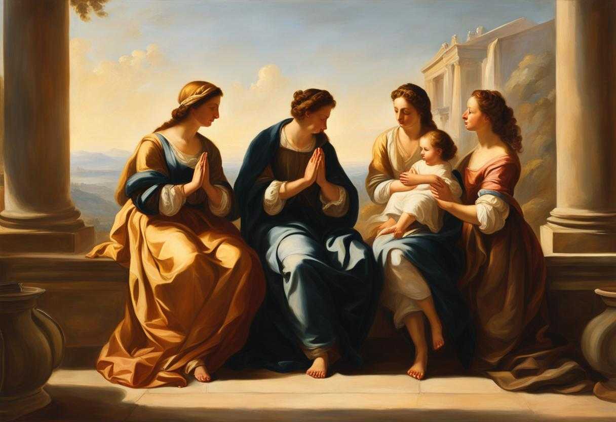 Family-gathers-in-prayer-before-journey-bathed-in-warm-sunlight-creating-serene-and-peaceful-atmos_hoiq