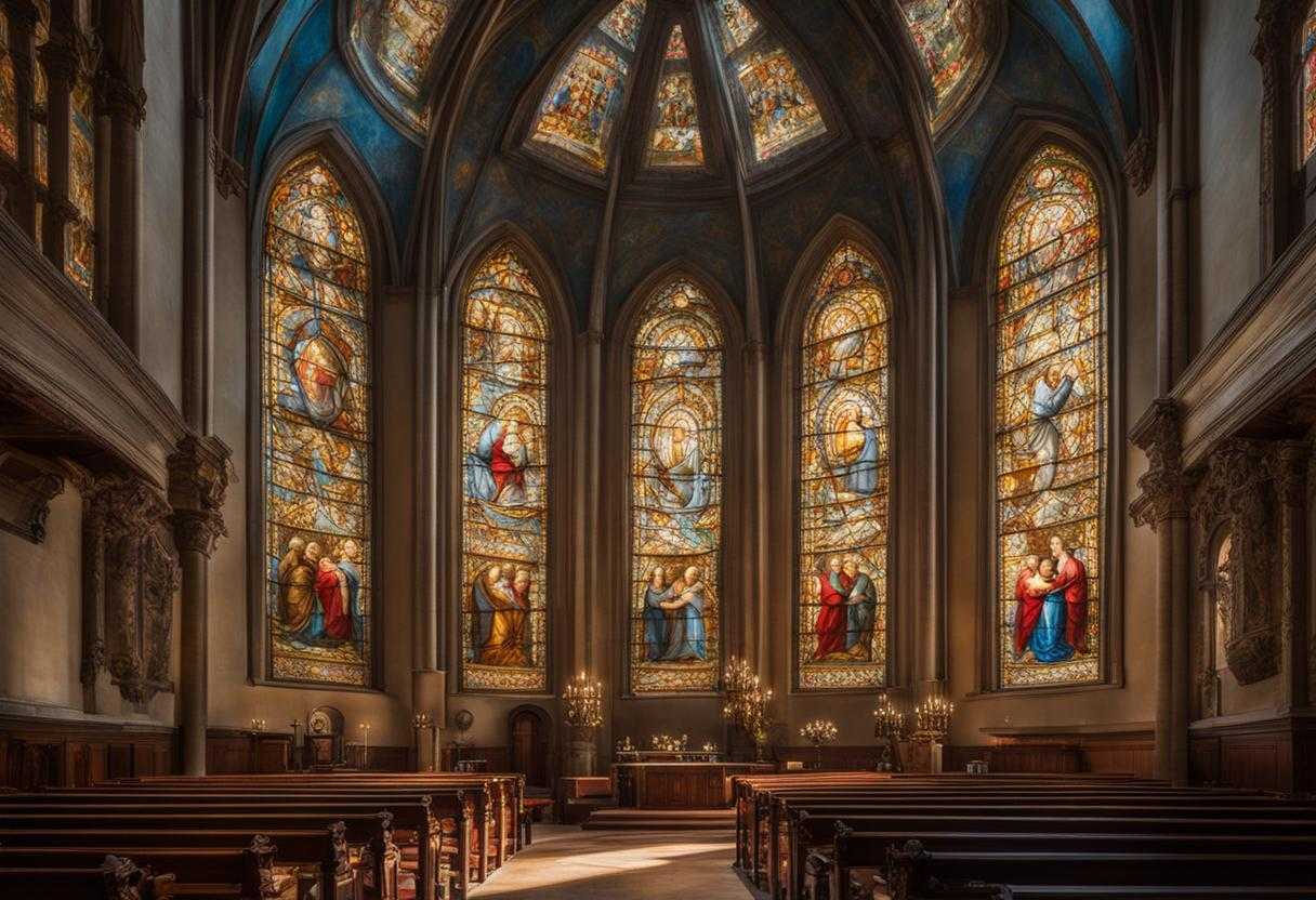 People-praying-in-a-church-with-stained-glass-windows-showing-unity-devotion-and-sincerity_hxay