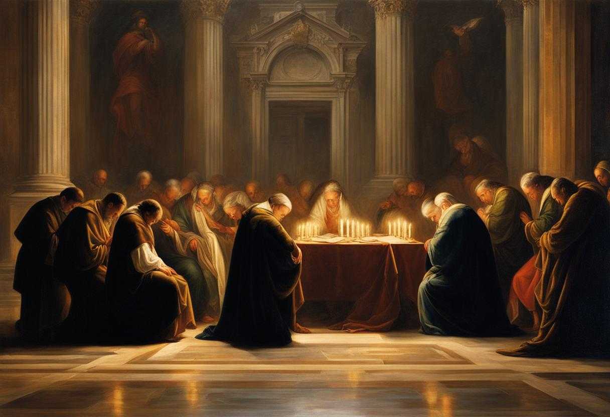 oppressed-individuals-group-of-individuals-heads-bowed-in-prayer-faces-illuminated-by-candlelight