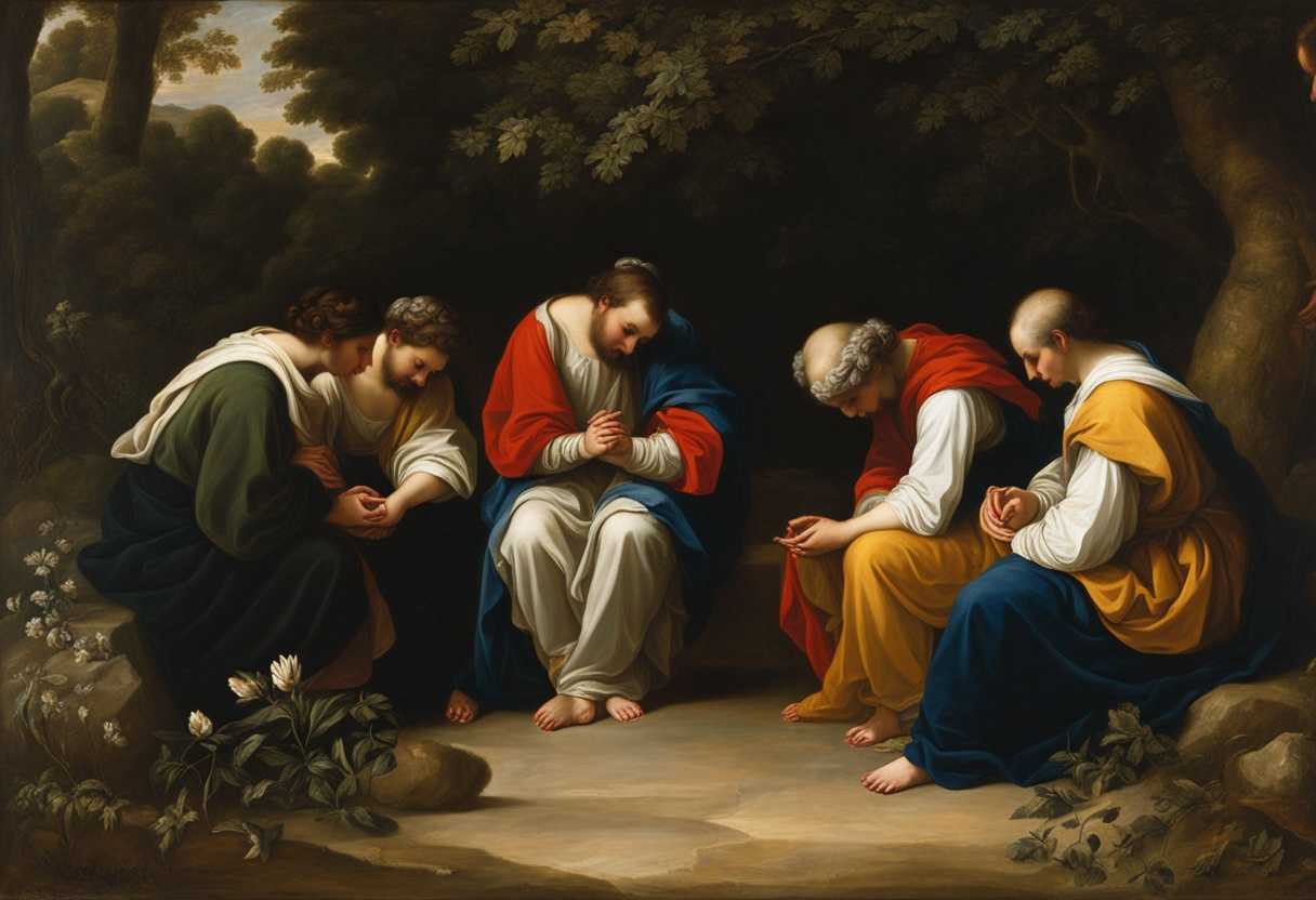 A-serene-gathering-in-nature-individuals-praying-with-bowed-heads-and-clasped-hands_dugz