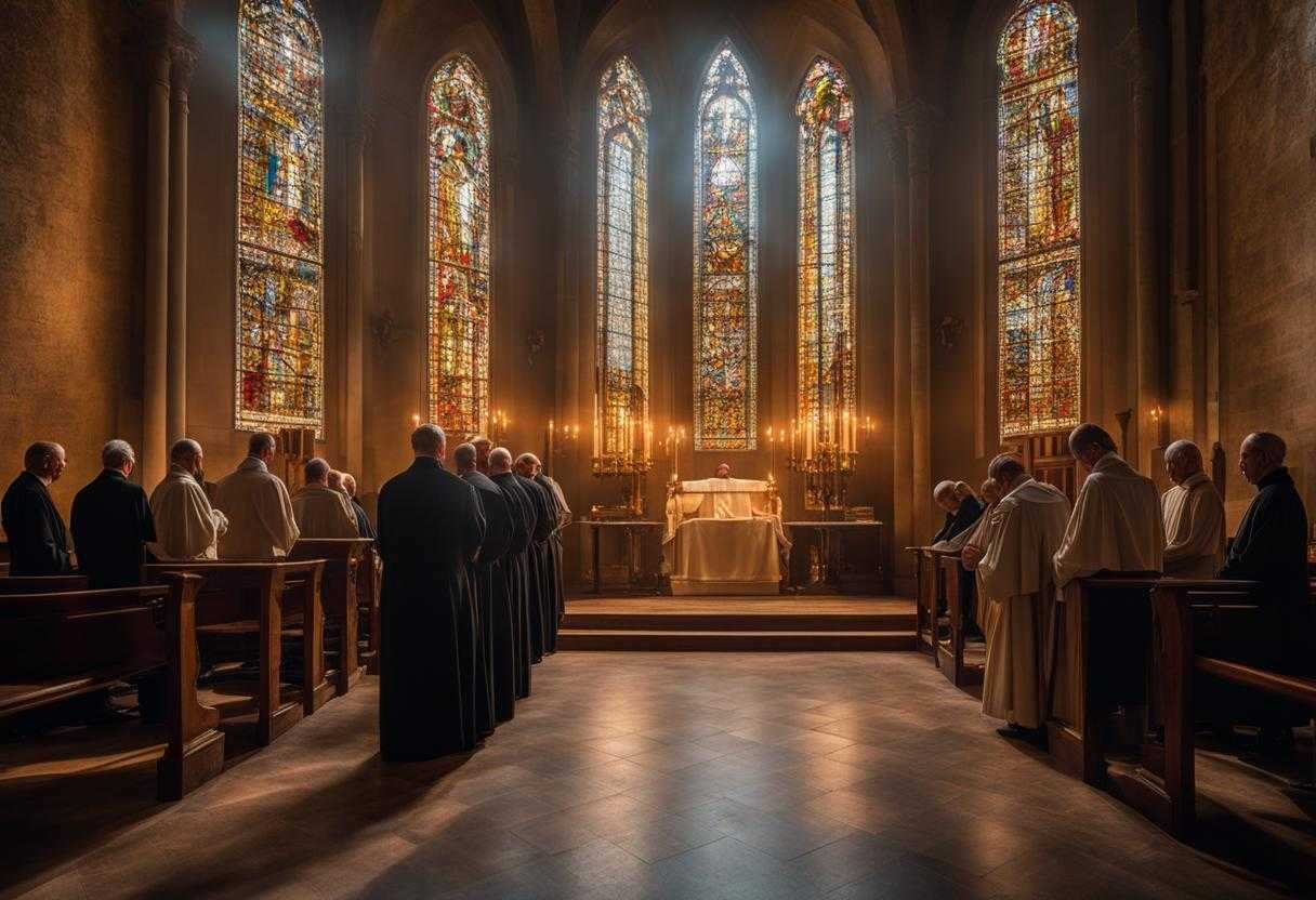 priests-standing-in-a-circle-heads-bowed-in-prayer-hands-clasped-in-reverence-soft-light-filterin_elfm
