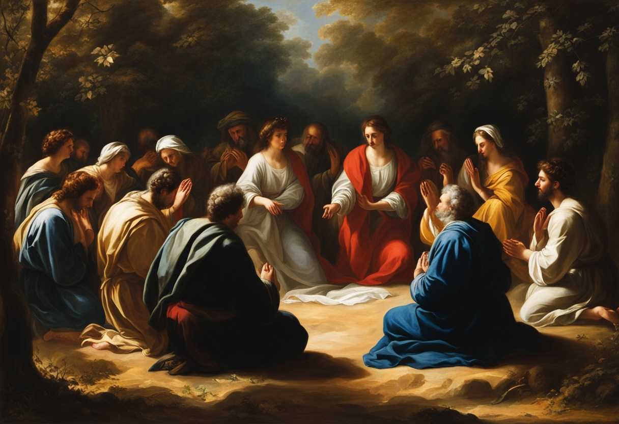 People-in-a-circle-praying-under-sunlight-in-a-serene-forest-showing-unity-and-faith_muzt