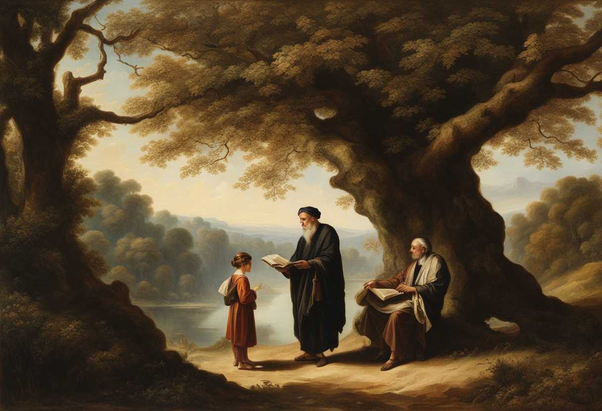 A-wise-elder-sharing-knowledge-with-a-curious-young-seeker-under-a-sprawling-ancient-tree_jzee