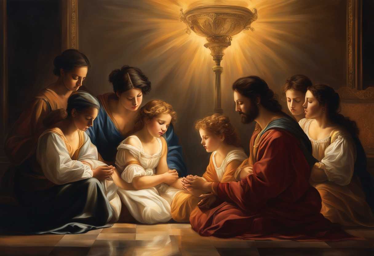 Family-huddled-in-prayer-faces-aglow-in-soft-light-united-in-faith-and-support_mrhf
