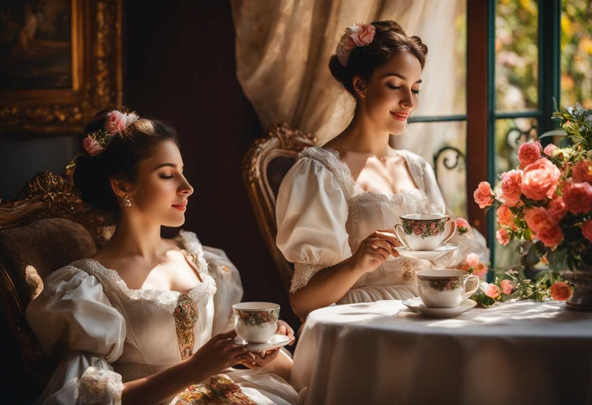 Sister-enjoying-a-sunny-morning-sipping-tea-surrounded-by-blooming-flowers-warm-smiles-cozy-atmo_tycu