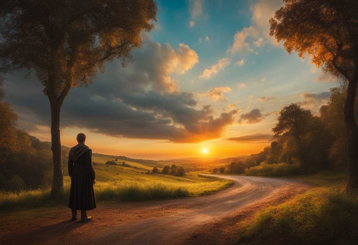 A-person-standing-at-a-crossroads-looking-determined-surrounded-by-vibrant-nature-hopeful-sunrise_zfzh