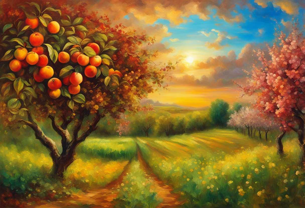 Lush-orchard-under-a-radiant-sky-ripe-fruits-hanging-vibrant-colors-serene-atmosphere-hopeful-en_khuy