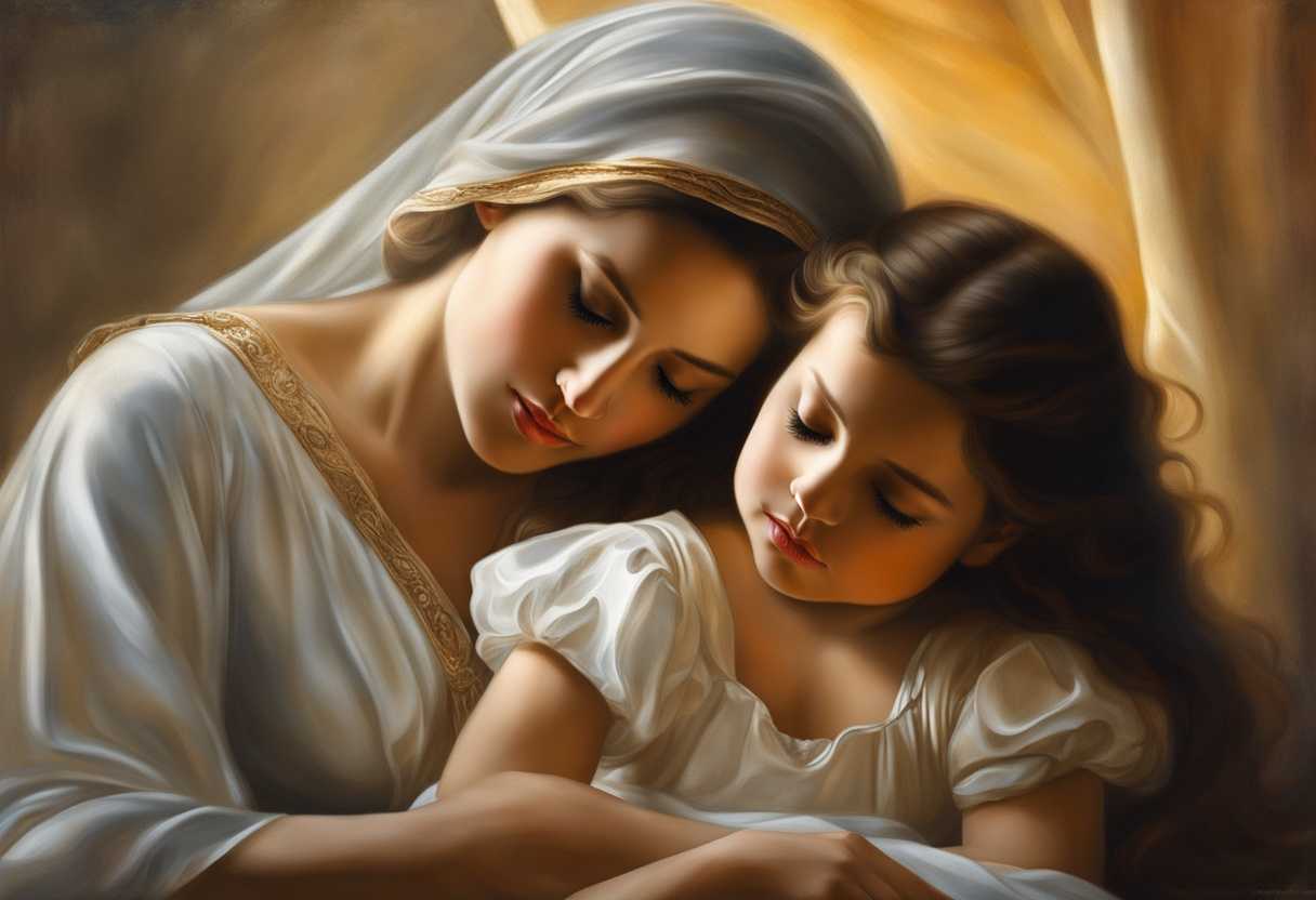 A-serene-morning-scene-a-mother-whispering-blessings-to-her-daughter-soft-sunlight-gentle-embrace_vuxi