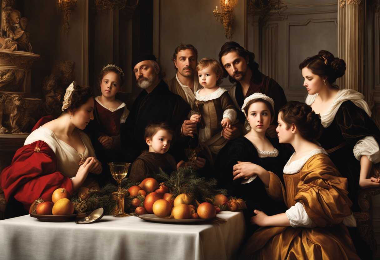 A-tense-family-gathering-awkward-smiles-hidden-glances-and-unspoken-emotions-amidst-festive-decor_agww