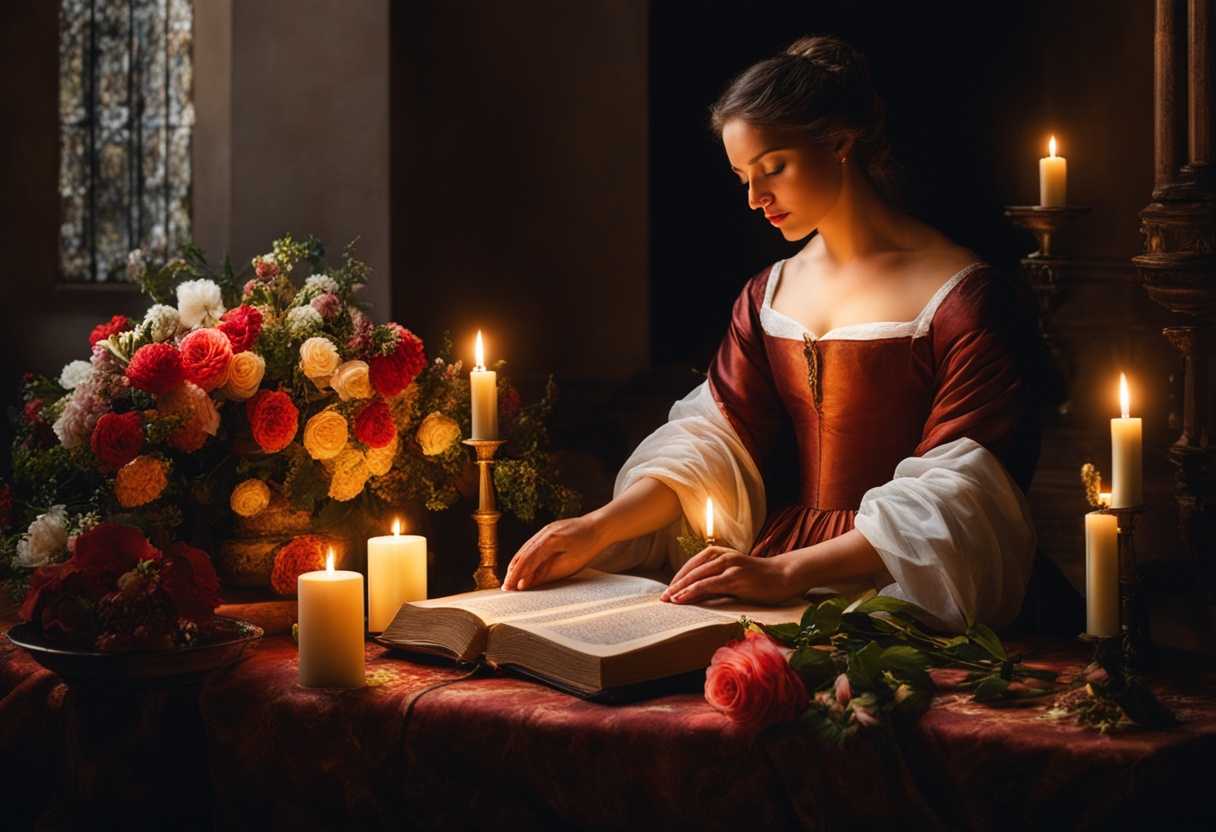 A-woman-prays-softly-by-an-altar-candles-flickering-surrounded-by-flowers-and-hope_qazd
