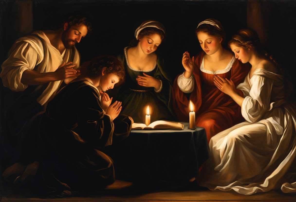 Family-gathered-in-candlelit-circle-hands-clasped-eyes-closed-sharing-love-and-prayer_nubn