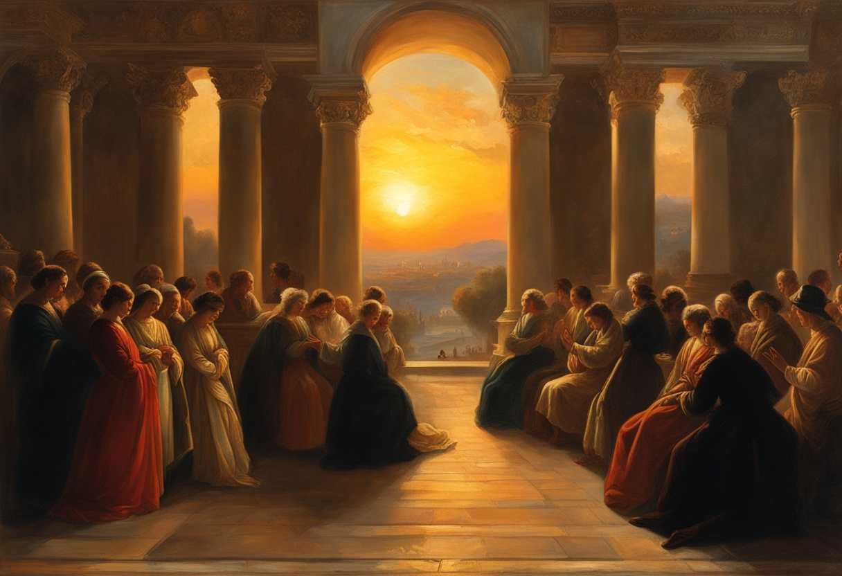 People-gather-in-prayer-at-sunset-bathed-in-warm-light-embodying-unity-and-reverence_mvam