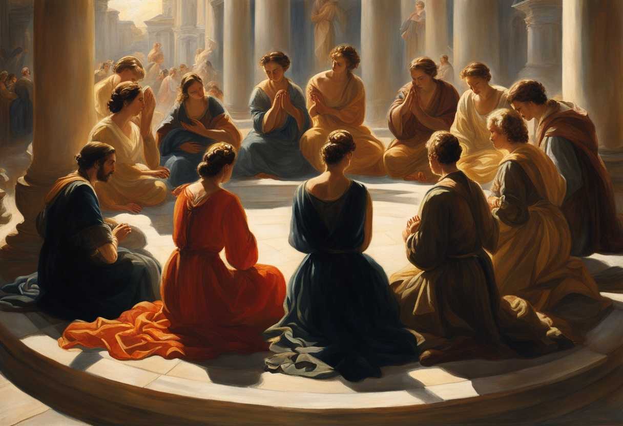 People-in-a-circle-bathed-in-sunlight-praying-with-unity-and-sincerity-fostering-connection-and-i_obiv
