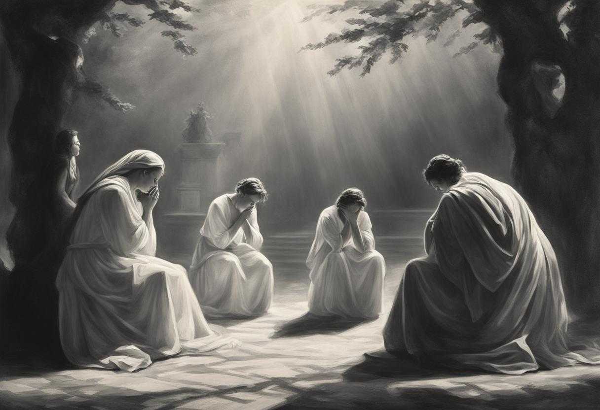 grieving-family-solemn-prayer-soft-light-through-trees-tear-streaked-faces-clasped-hands-huddle_xiay