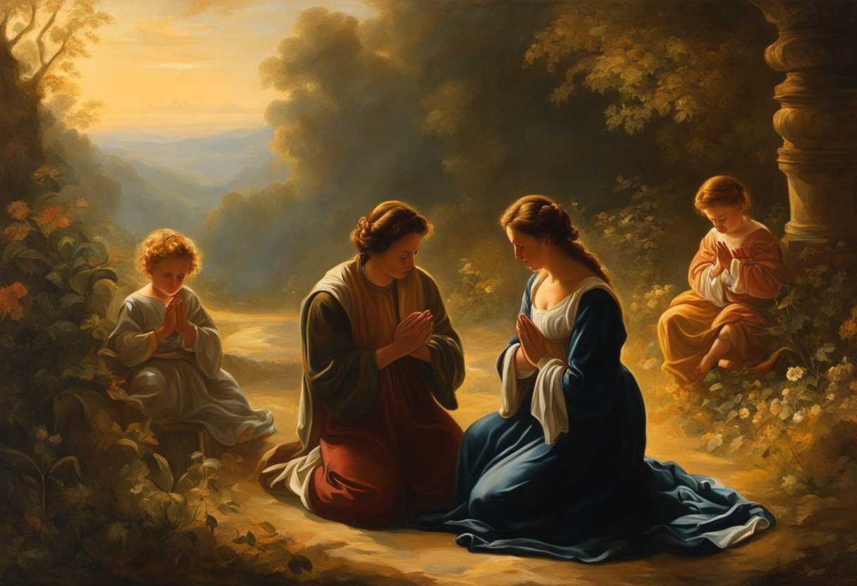 A-family-kneels-in-morning-light-hands-clasped-in-prayer-surrounded-by-vibrant-nature_rbqp