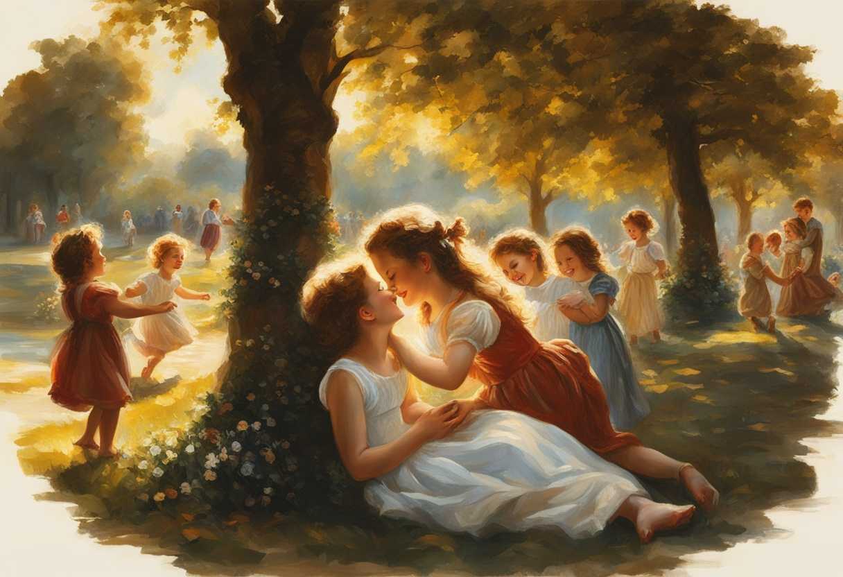 Children-playing-in-a-sunlit-park-laughing-and-embracing-each-other-with-genuine-joy_vmqx