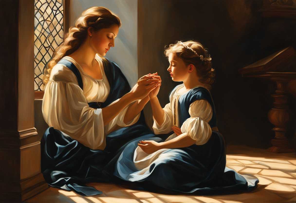 A-parent-and-daughter-pray-together-in-a-cozy-sunlit-corner-radiating-love-and-connection_xmfa