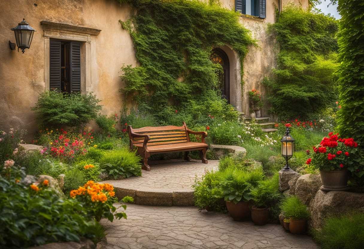 A-tranquil-garden-vibrant-flowers-a-wooden-bench-whispers-of-love-memories-linger_ohgs