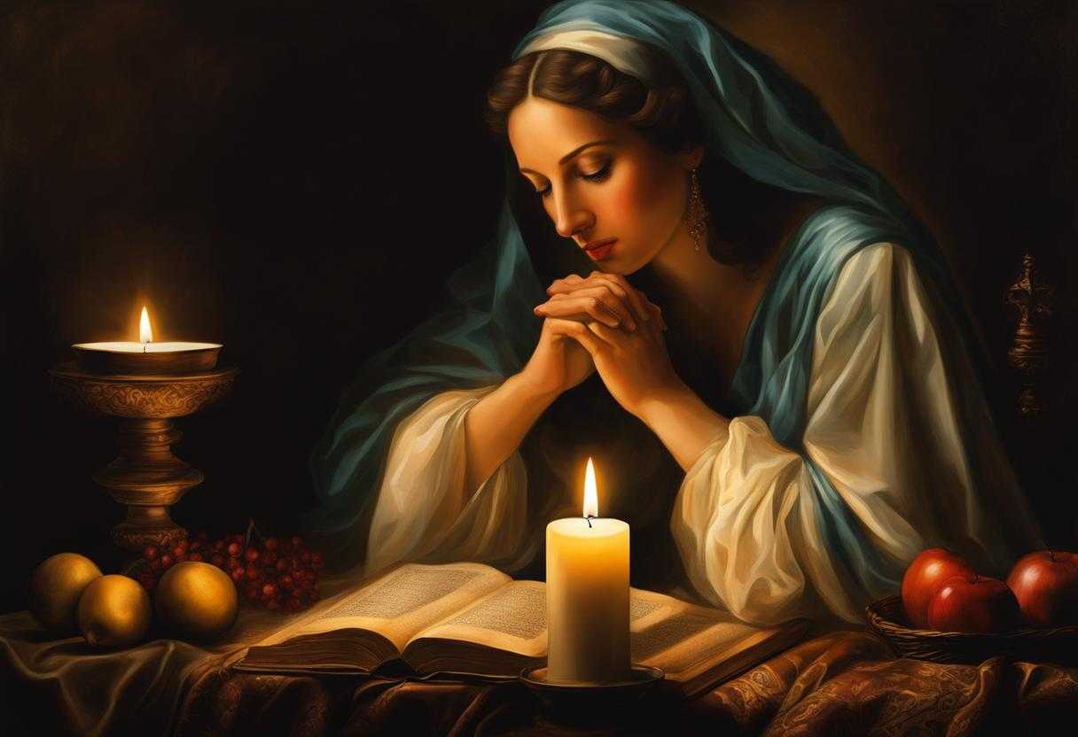 A-person-sits-in-prayer-candle-flickering-honoring-mother-with-deep-emotion-and-gratitude_kark