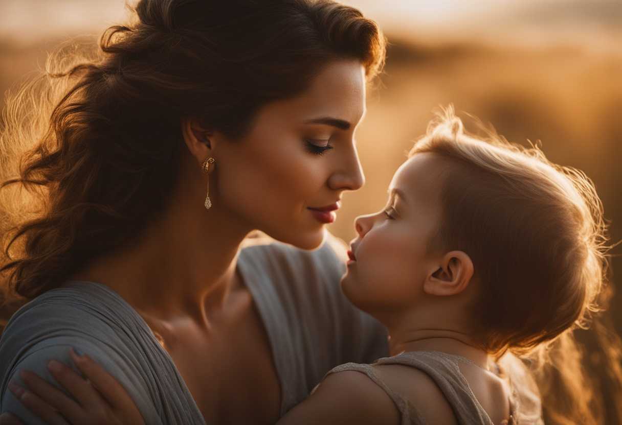 A-mother-and-son-share-a-serene-heartfelt-embrace-in-golden-hour-light_mxdl