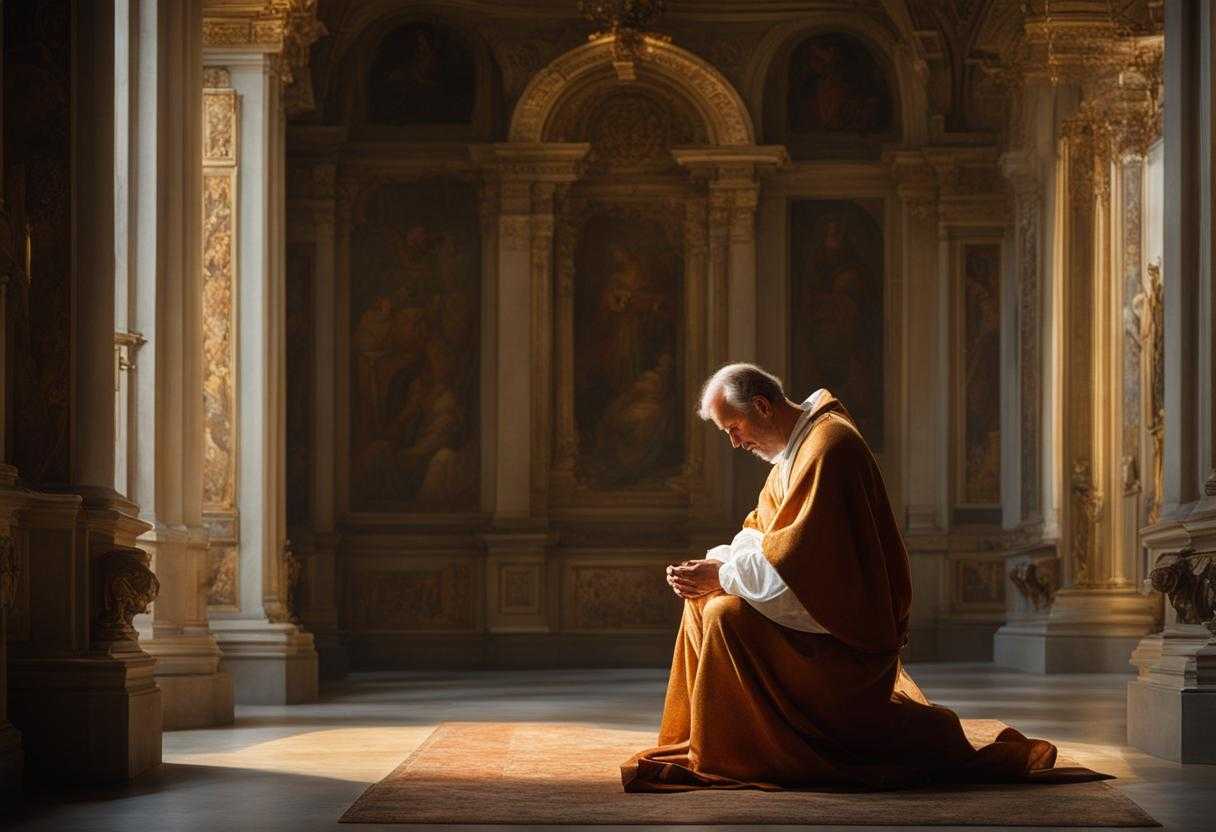 A-man-kneels-in-prayer-bathed-in-soft-light-exuding-sincerity-and-devotion_lvsn