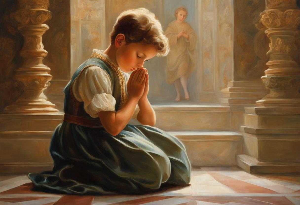 A-young-boy-kneels-in-prayer-bathed-in-soft-light-exuding-innocence-and-heartfelt-faith_ogsp